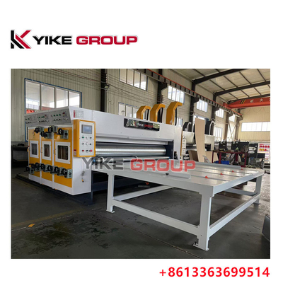 YK-1424 ประเภทโซ่ให้อาหารกล่องกระดาษลูกฟูกเฟล็กโซเครื่องพิมพ์ Slotter เครื่องตัดตาย