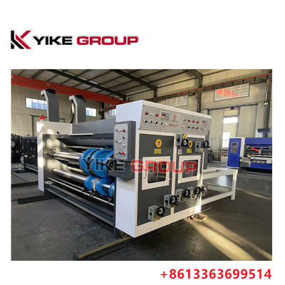 YK-1424 ประเภทโซ่ให้อาหารกล่องกระดาษลูกฟูกเฟล็กโซเครื่องพิมพ์ Slotter เครื่องตัดตาย
